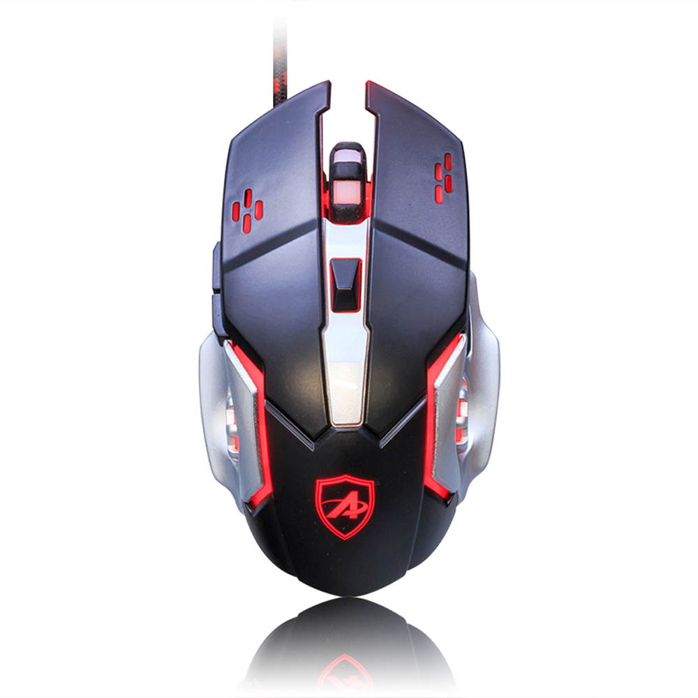 AJAZZ AJ-110 Gaming Laser Mouse USB Wired Mouse 4 Adjustable DPI Levels 3200DPI with Breathing LED Light 6 Buttons for Laptop