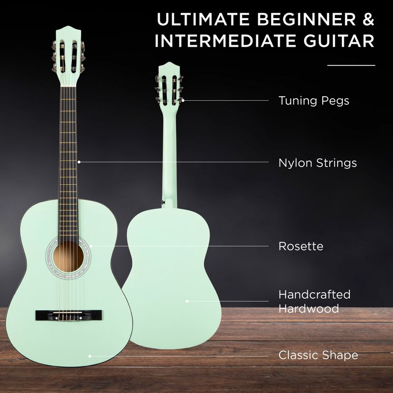 Best Choice Products 38in Beginner Acoustic Guitar Starter Kit w/ Case, Strap, Digital Tuner, Strings - SoCal Green