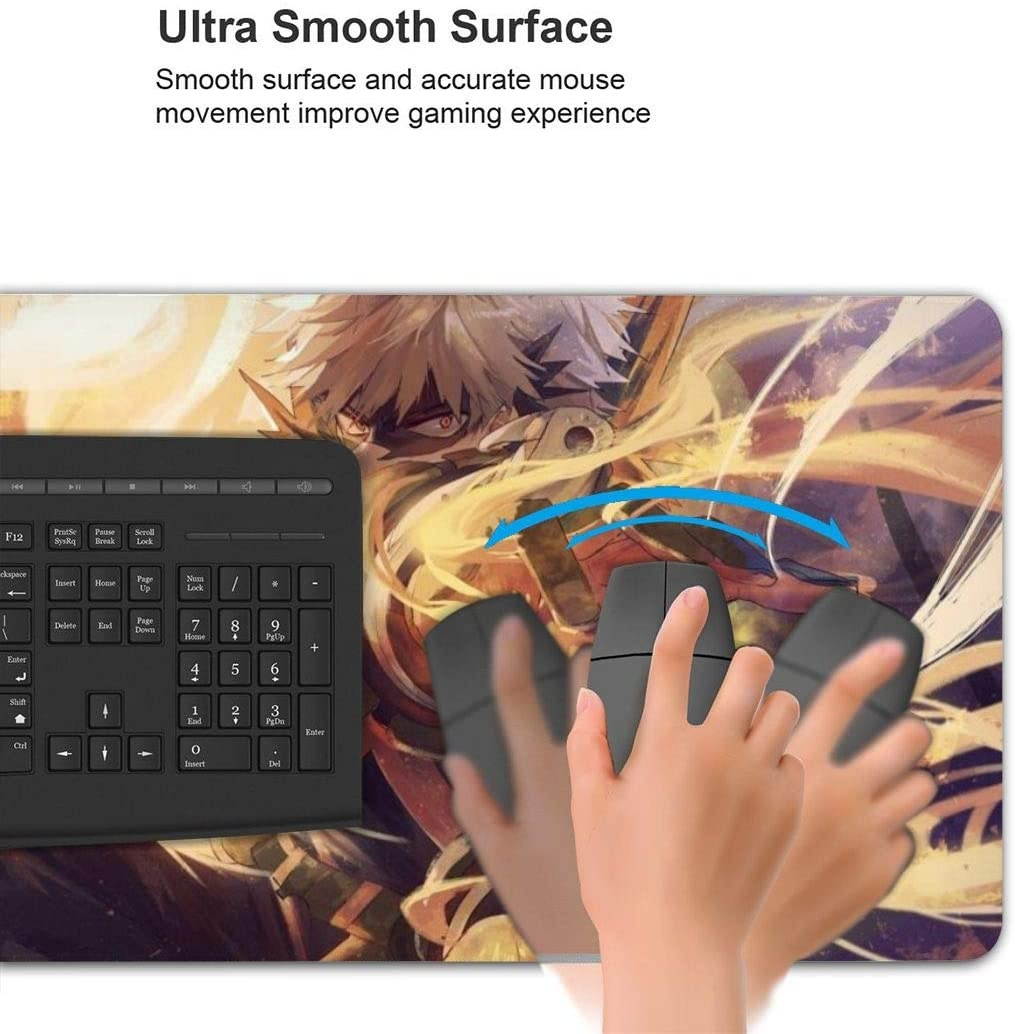 Katsuki Bakugo Shoto Todoroki My Hero Academia Large Gaming Mouse Pad Durable Stitched Edges Non-Slip Rubber Base 15.8x29.5 Keyboard Pad Desk Pad for Desk Cover, Computer Keyboard, Pc, Laptop