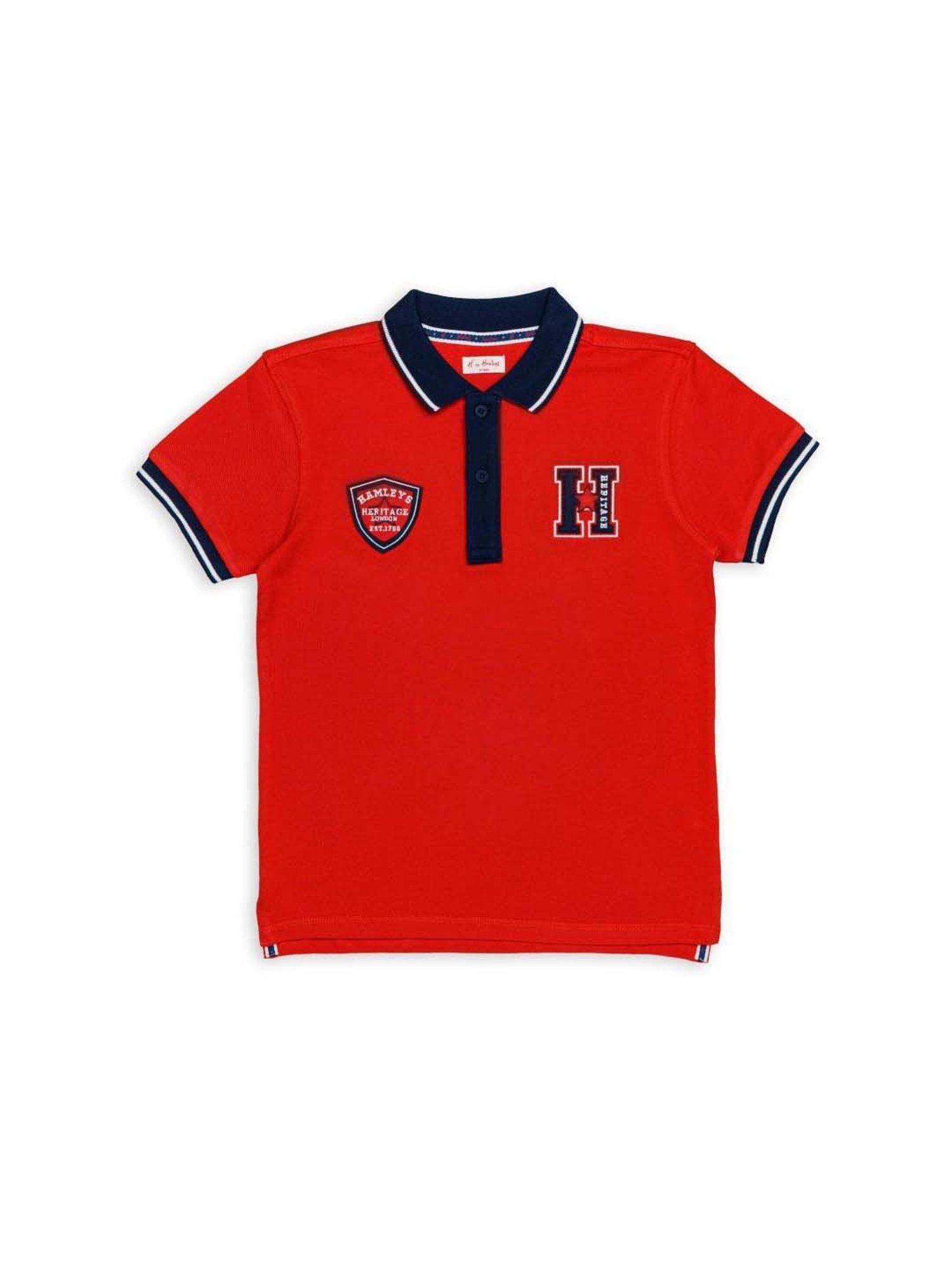 H by Hamleys Kids Red Cotton Applique Polo T-Shirt