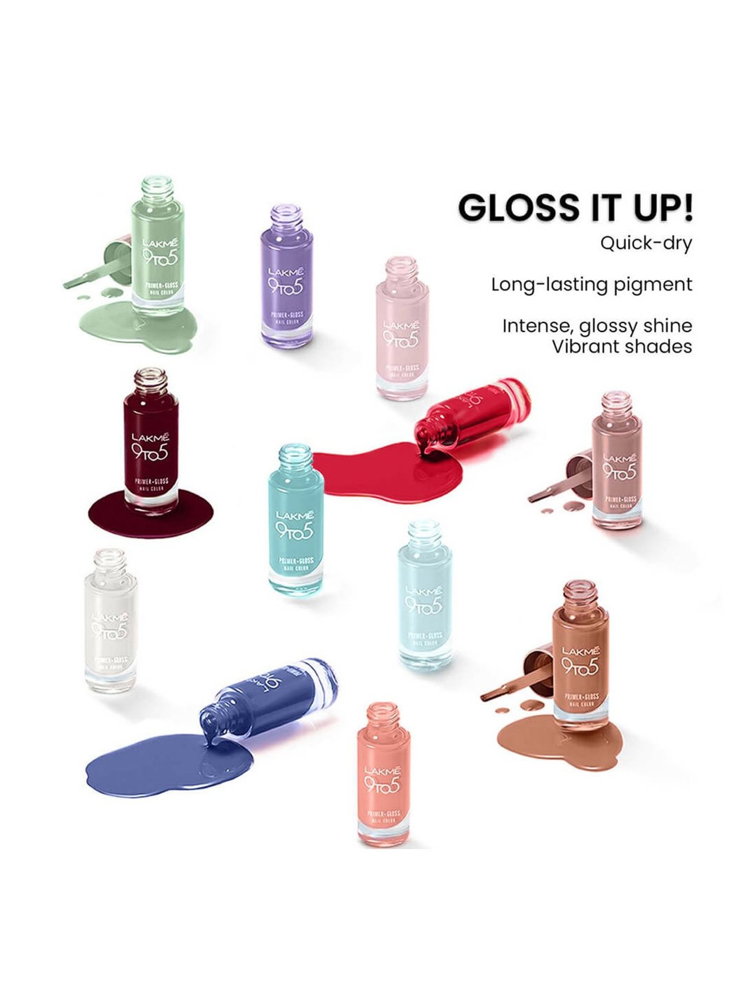 Lakme 9to5 Primer + Gloss Nail Color Sea Blue - 6 gm