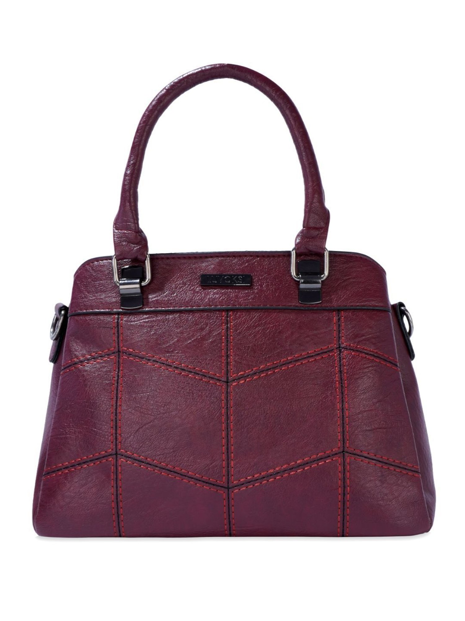 Luvoksi Maroon Textured Large Satchel Handbag