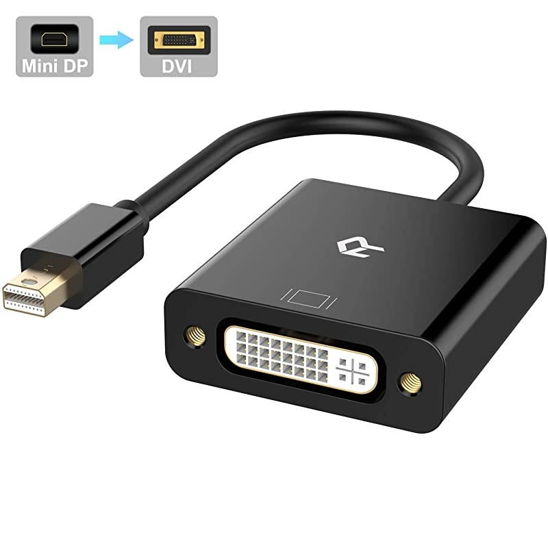 Mini DP to DVI Gold 1080P Plated Mini DisplayPort Thunderbolt Port Compatible to DVI Male to Female Adapter Converter Black