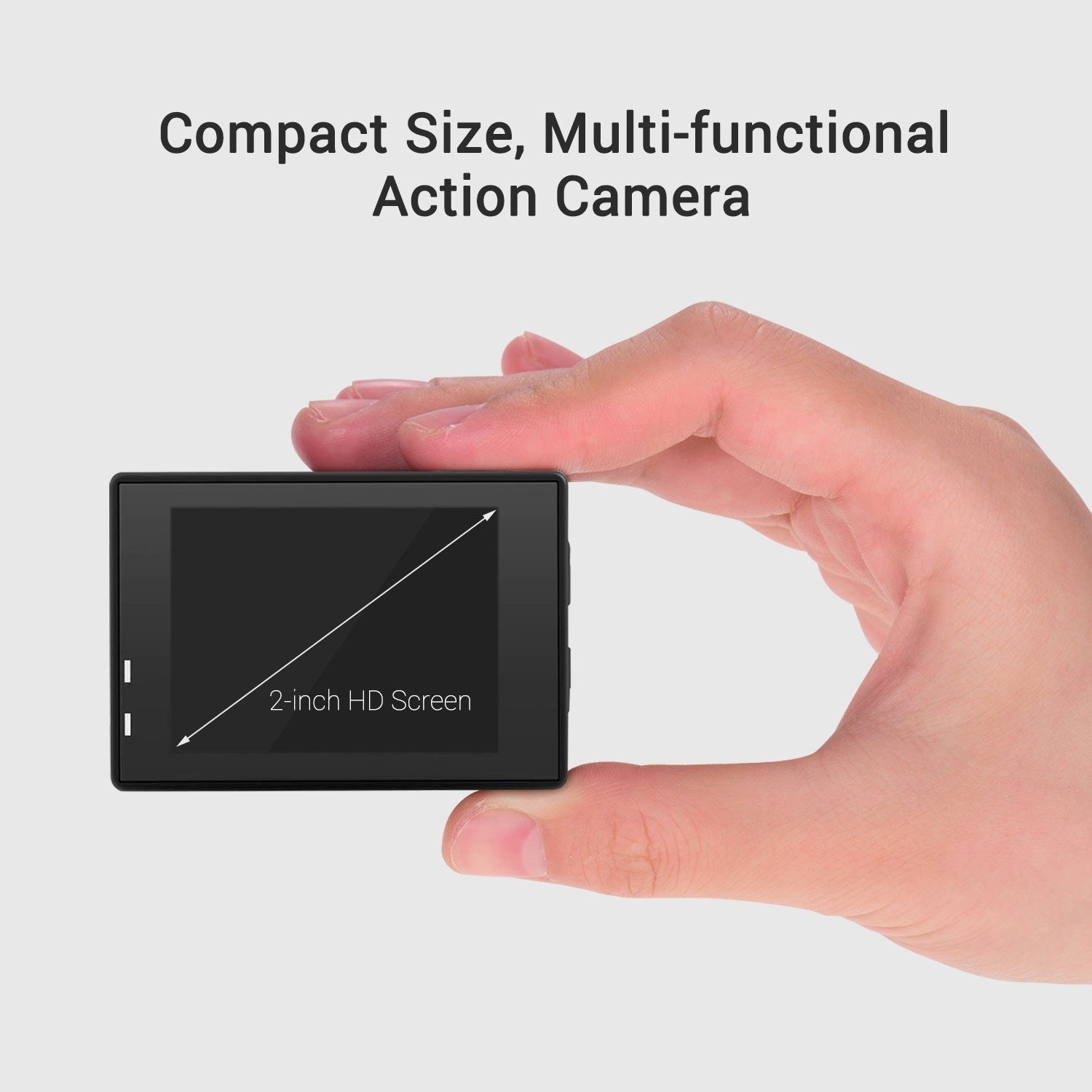 Sports Action Camera 4K 60FPS 2-inch HD Screen Underwater 30m 170 Degree Wide Angle Extended Memory with Waterproof Shell Built-in Li-ion Battery