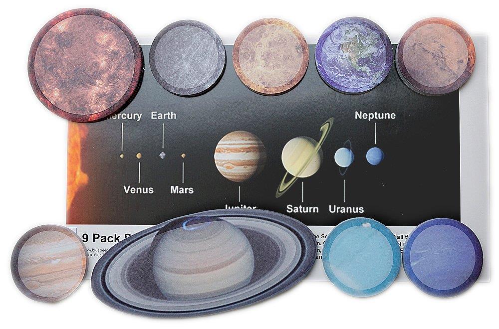 9 pack Solar system Sticky Note set, Space set