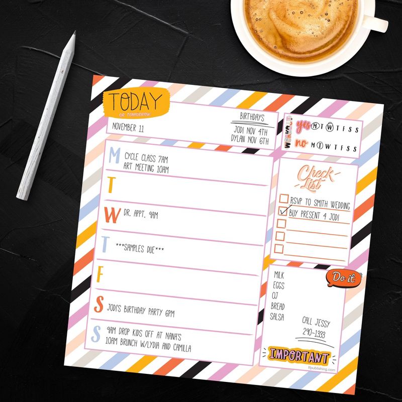 Undated Square Super Stripe Weekly Schedule Pad - The Time Factory