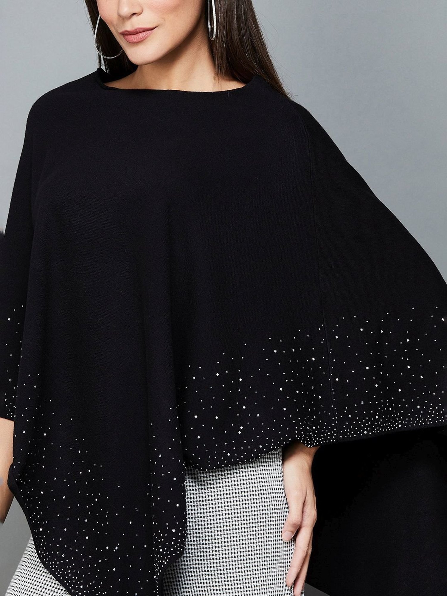 Code by Lifestyle Black Embellished Poncho