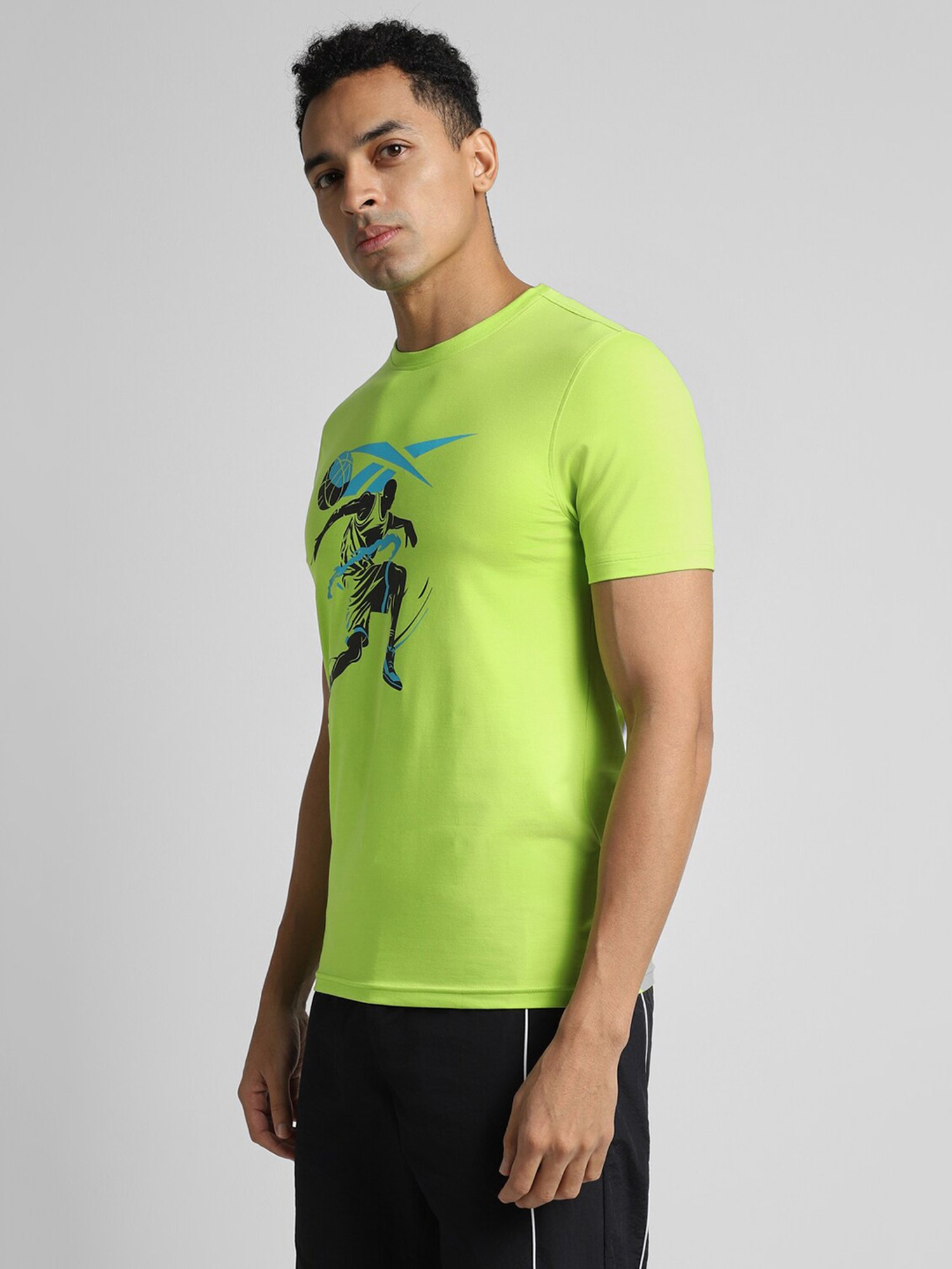 Reebok Green Slim Fit Print T Shirt