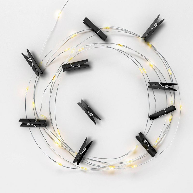 Merkury Firefly Chrome Mini Clip LED String Lights - Black