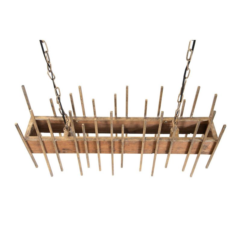 35.5" Wood Pendant Ceiling Light with Metal Rods - 3R Studios