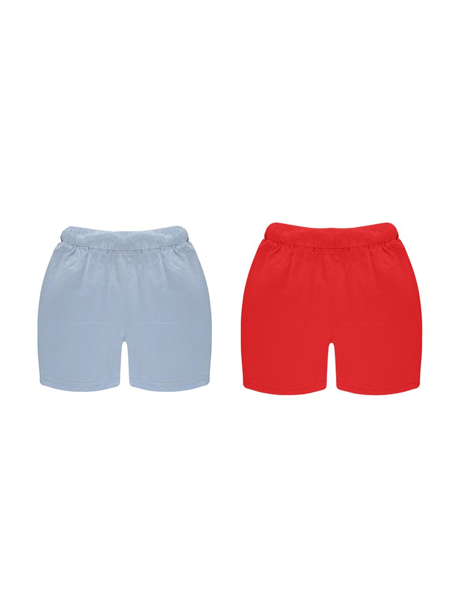 Kiddopanti Kids Red & Grey Solid Shorts (Pack Of 2)