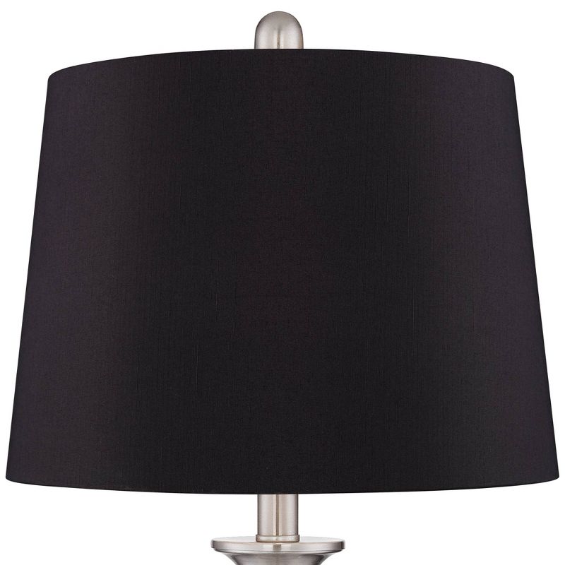Regency Hill Blair Brushed Nickel Metal Black Shade Table Lamps Set of 2