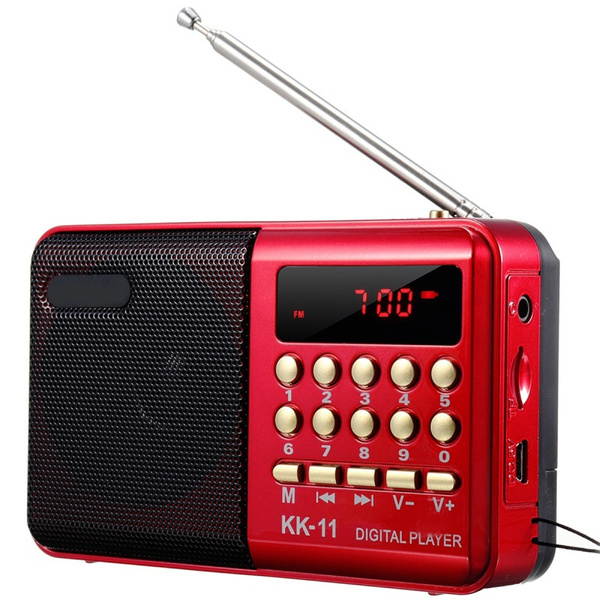 Portable Mini FM Radio Speaker Music Player TF Card U-Disk Reader W/ 18650# Rechargeable Battery