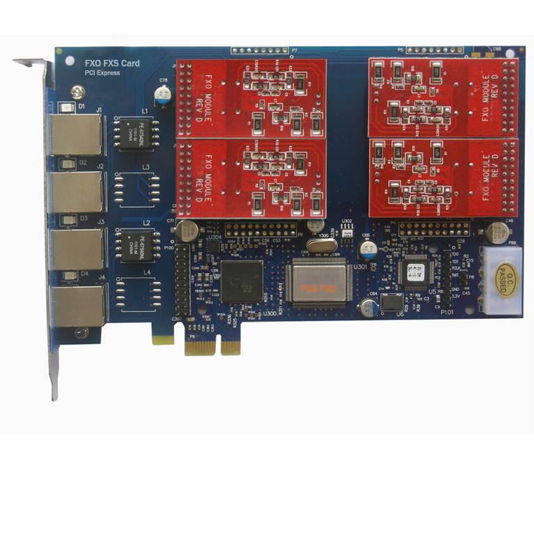 Asterisk Card TDM410E with 4 FXO Ports,PCI-E,Analog FXO Card,Quad Span Analog Board compatible digium card Asterisk,Issabel,Freepbx,AsteriskNow,tdm410,tdm400,aex410