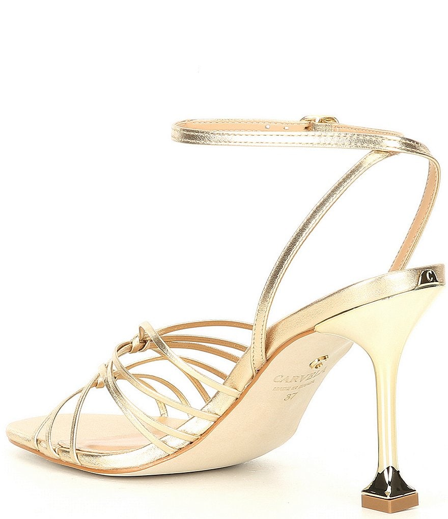 Carvela Glowing 90 Strappy Leather Ankle Strap Sculptural Heel Dress Sandals