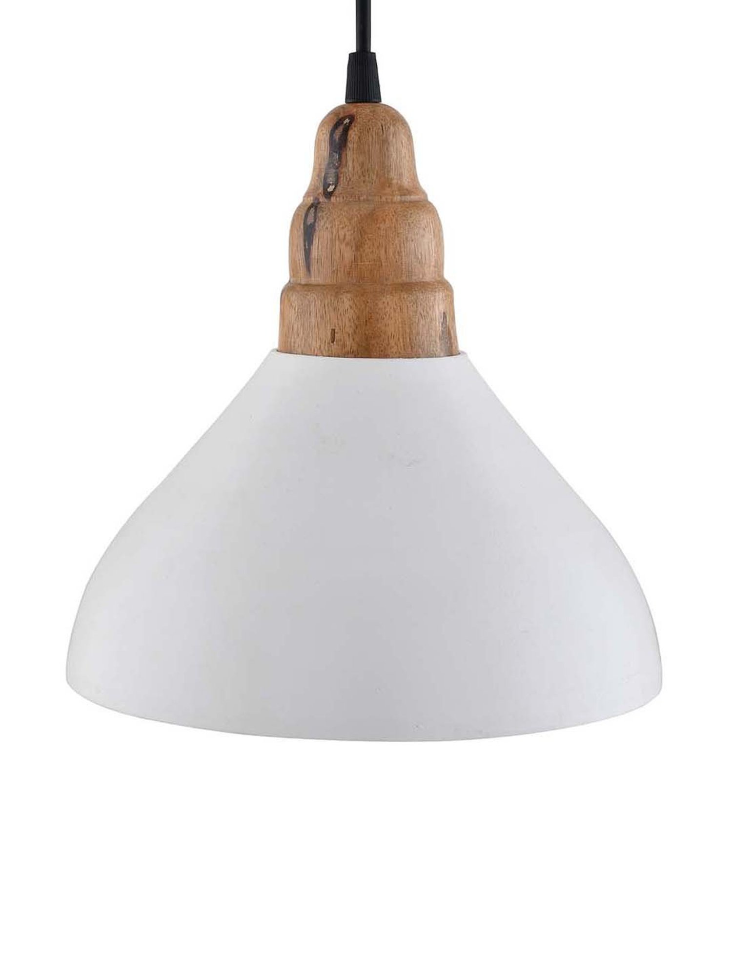 Homesake White Cubist Crown Shaped Lamp with Wooden Holder - Set of 1