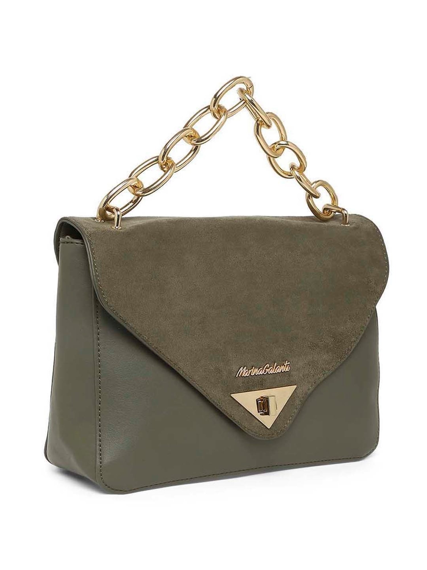 Marina Galanti Olive Solid Medium Satchel Handbag