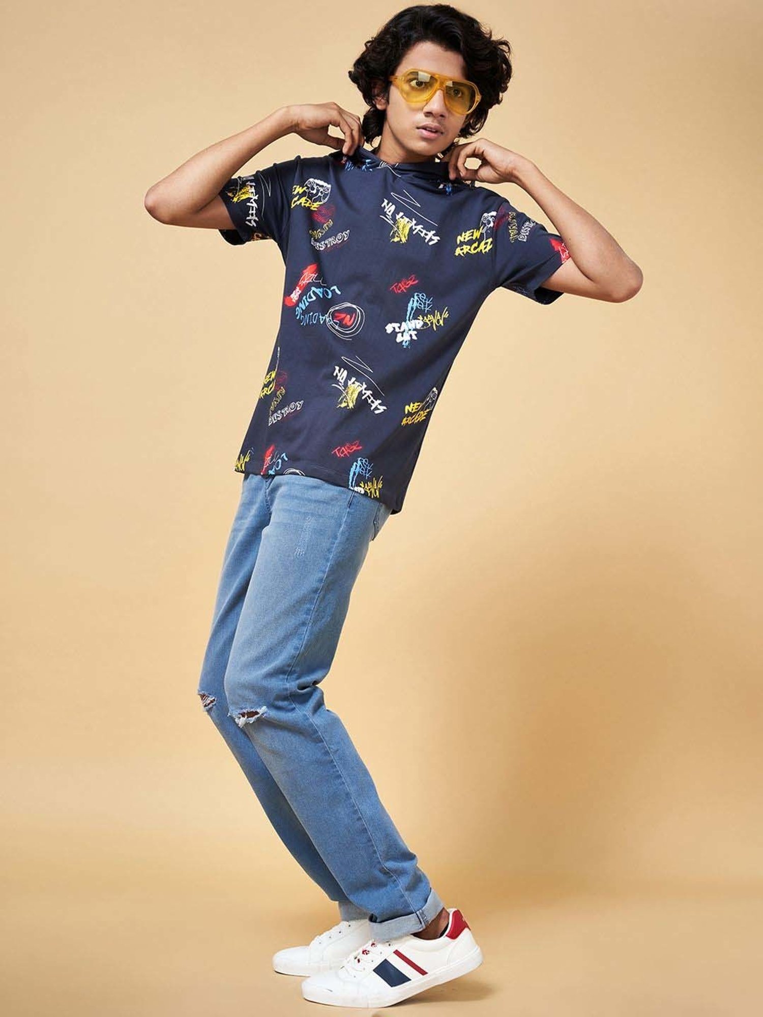 Coolsters by Pantaloons Boys Navy Cotton Printed T-Shirt