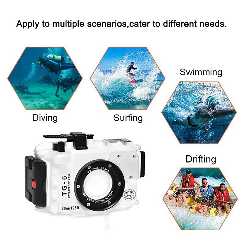 WPC-TG6 Waterproof housing case Underwater Diving 195FT/60M Works for Olympus TG-6 Cameras