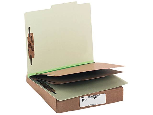Acco 15046 Pressboard 25-Pt. Classification Folder, Letter, Six-Section, Leaf Green, 10/Box
