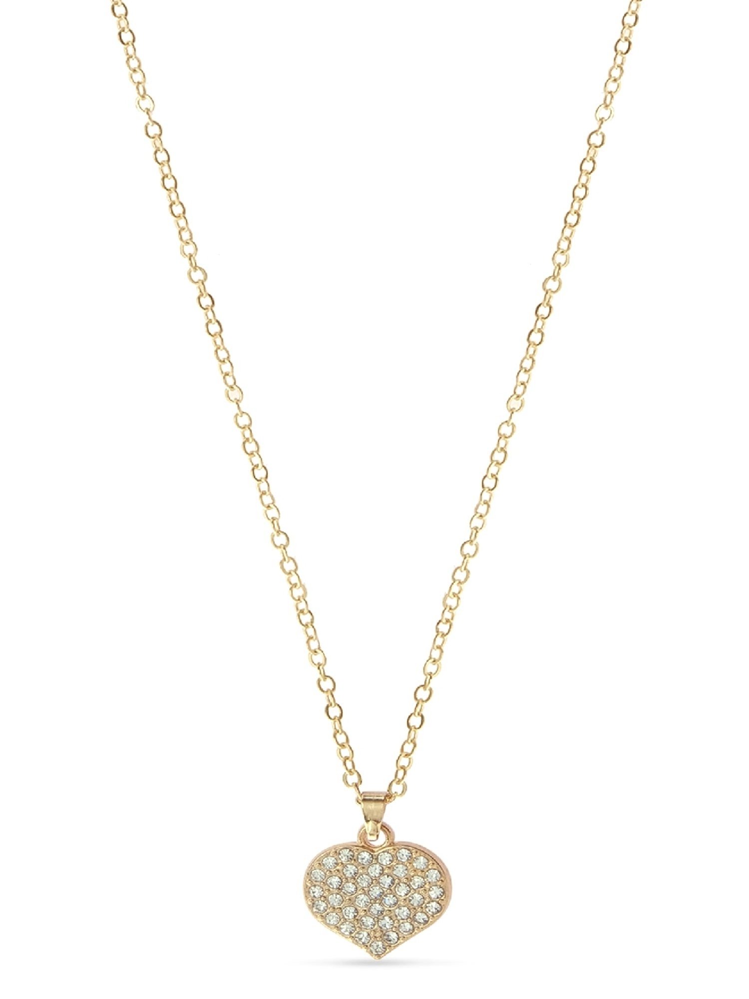 Jewelz Trendsetting Gold Western Necklace With Delicate Heart Hanging Charm for Women