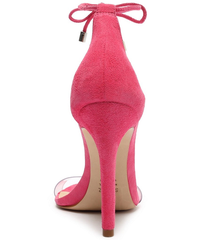 Schutz Josseana Ankle Tie Clear Suede Dress Sandals