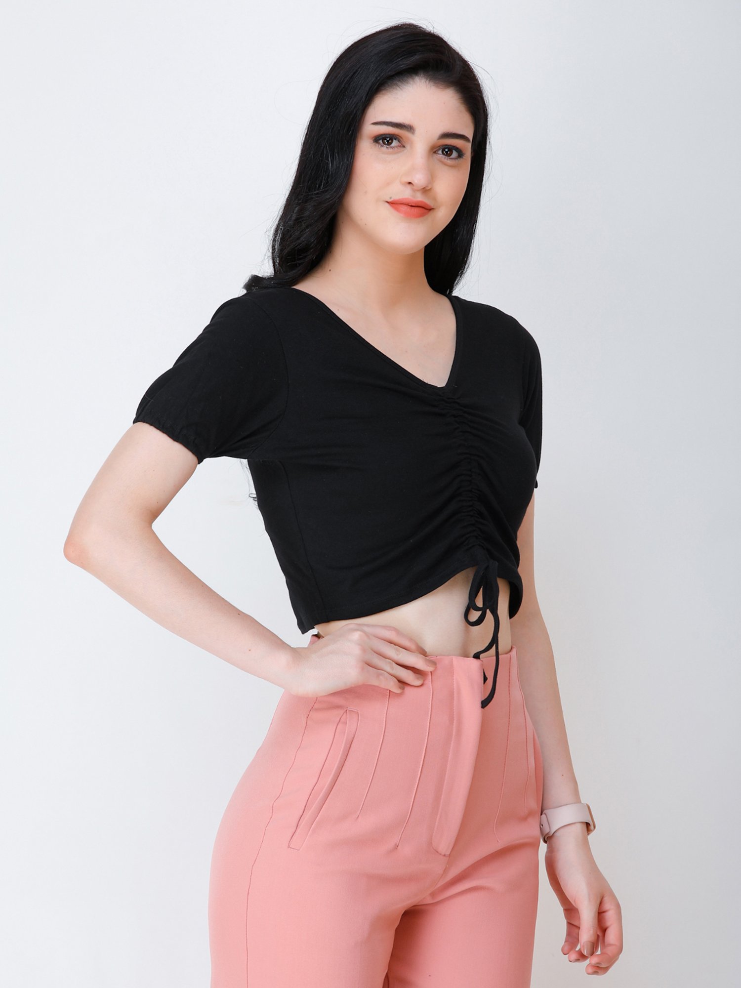 Scorpius Black Regular Fit Crop Top
