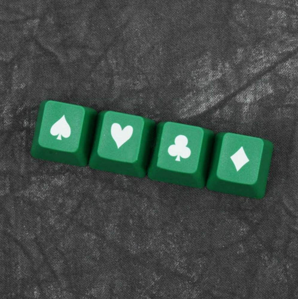 Mugen Custom Green Poker 4pc Keycaps Set for Cherry MX Switches - Fits Most Mechanical Gaming Keyboards - with Keycap Puller