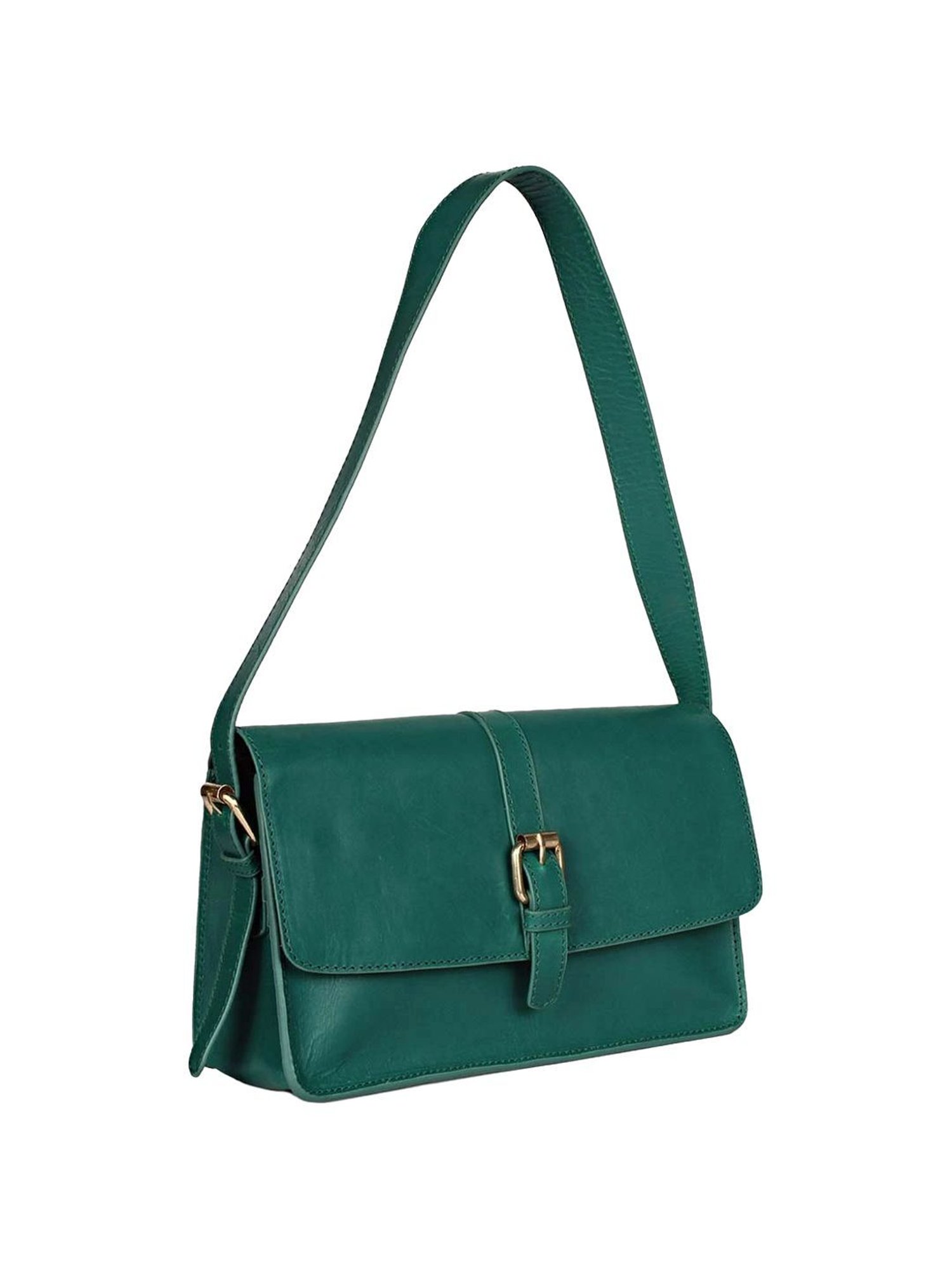 Saint G Green Solid Medium Shoulder Handbag