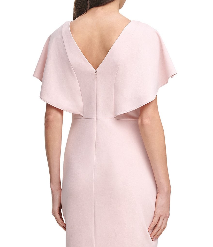 Kensie V-Neck Flutter Sleeve Scuba Crepe Sheath Dress
