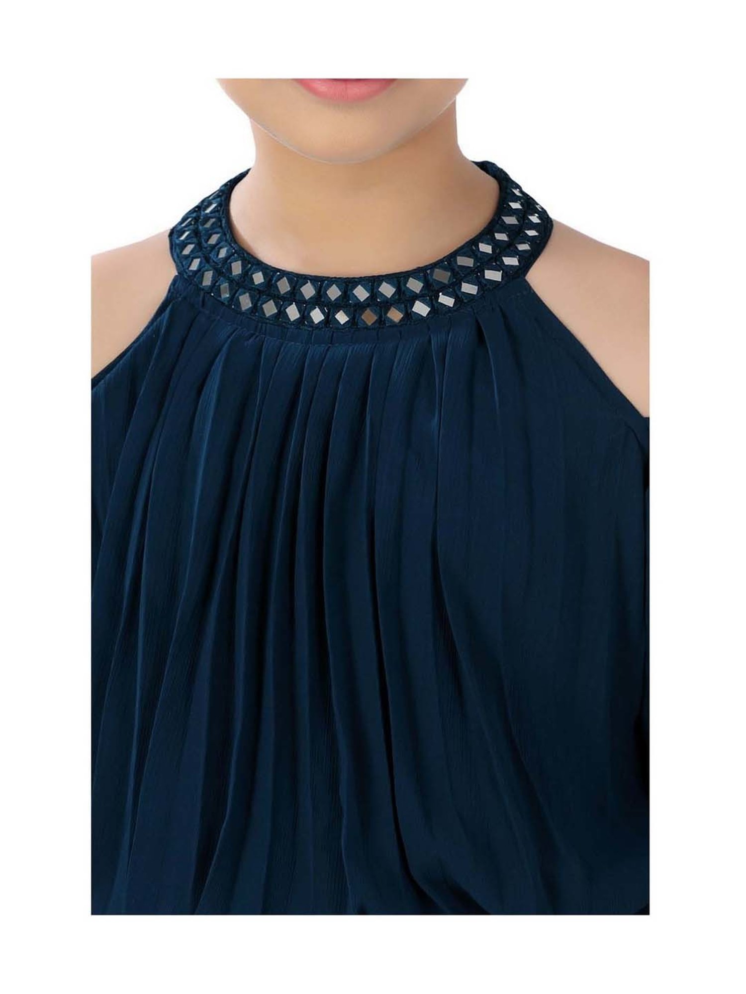 poplins Kids Blue Cotton Regular Fit Jumpsuit