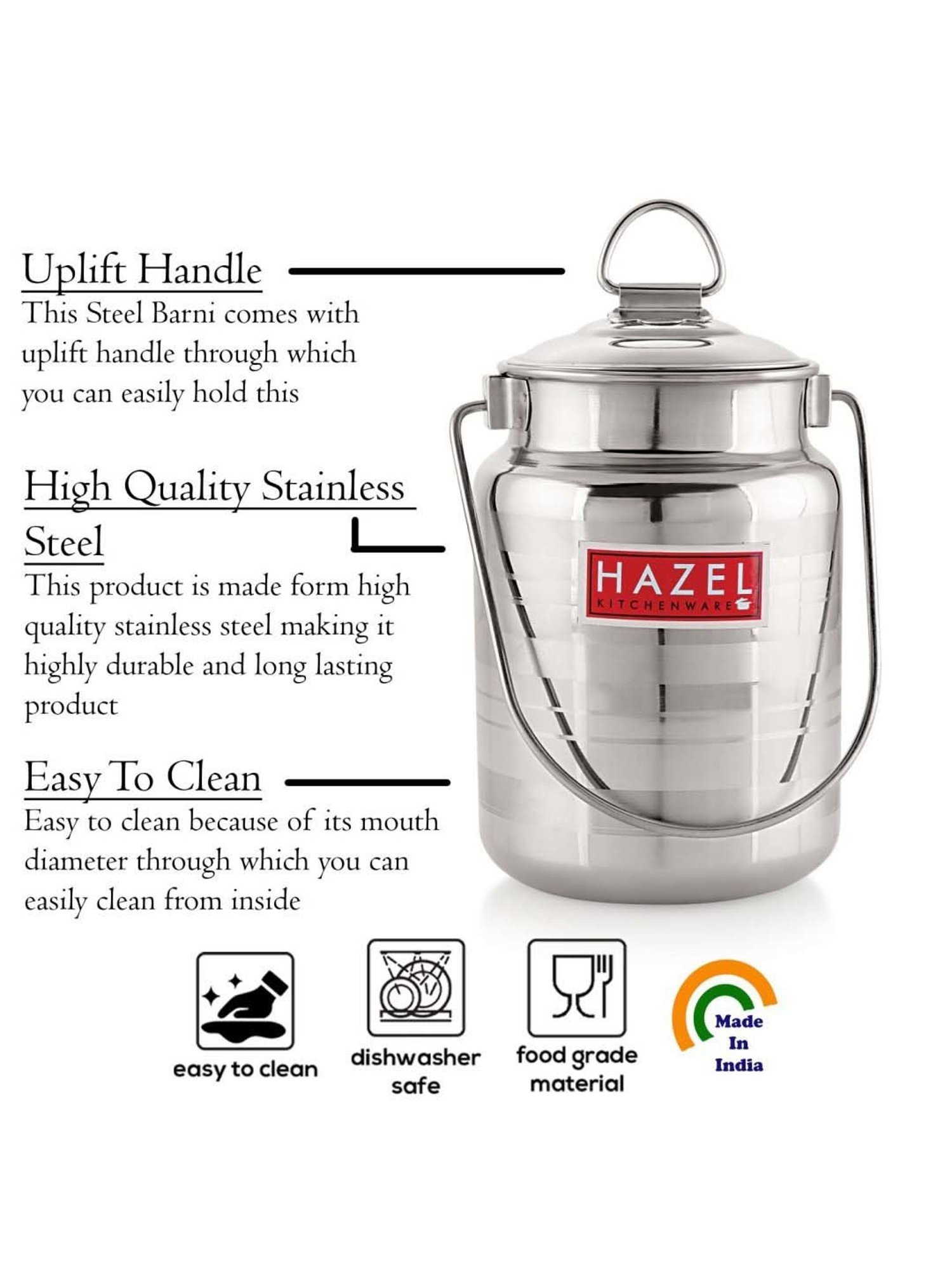HAZEL Silver Stainless Steel Designer Barani Multipurpose Container (2 L)