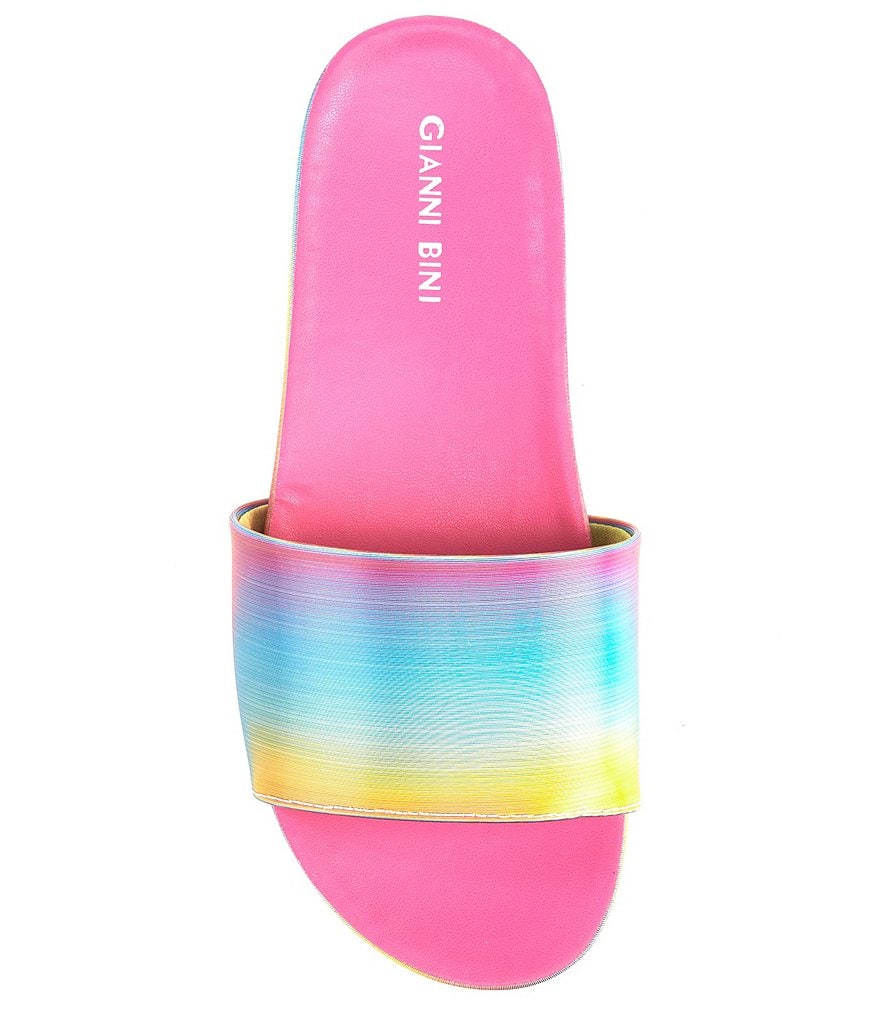 Gianni Bini Summatime Rainbow Banded Wedge Pool Slides