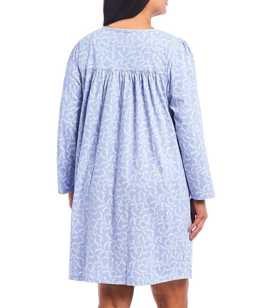 Eileen West Plus Floral Bud Print Jersey Knit Short Nightgown