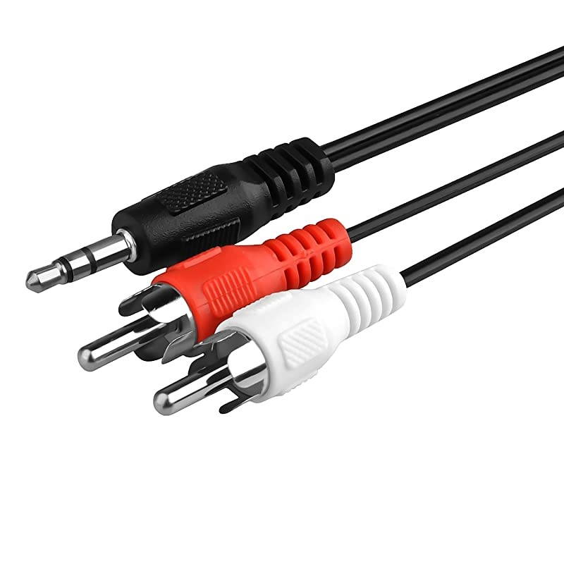 STEREO MINI 35MM TO DUAL RCA AUDIO CABLE MINI 35MM TO TWO RCA PLUG 6FT
