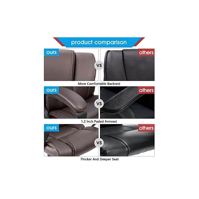 Mid Back Executive Office Chair Swivel Computer Task Chair with Armrests,Ergonomic Leather-Padded Desk Chair with Lumbar Support (Brown)