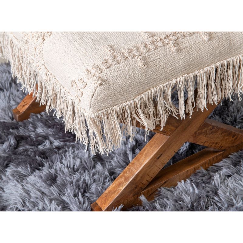 Colmar Tassel Ottoman Off White - Powell Company