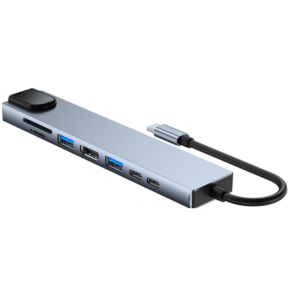 USB C Hub Multiport Adapter 8 in 1 Type C Docking Station Aluminum with 4K HDMI Output, RJ45, PD DATA Port, USB 3.0 Ports USB 2.0 Ports, SD/Micro SD Card Reader PD Charging Port Compatible for MacBook