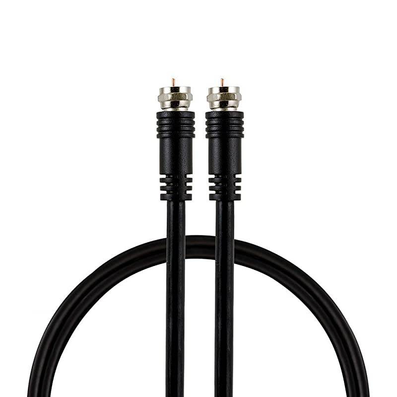 RG6 Coaxial Cable 6 Ft FType Connectors Double Shielded Coax Input output Low Loss Coax Ideal for TV Antenna DVR VCR Satellite Receiver Cable Box Home Theater Black 33626