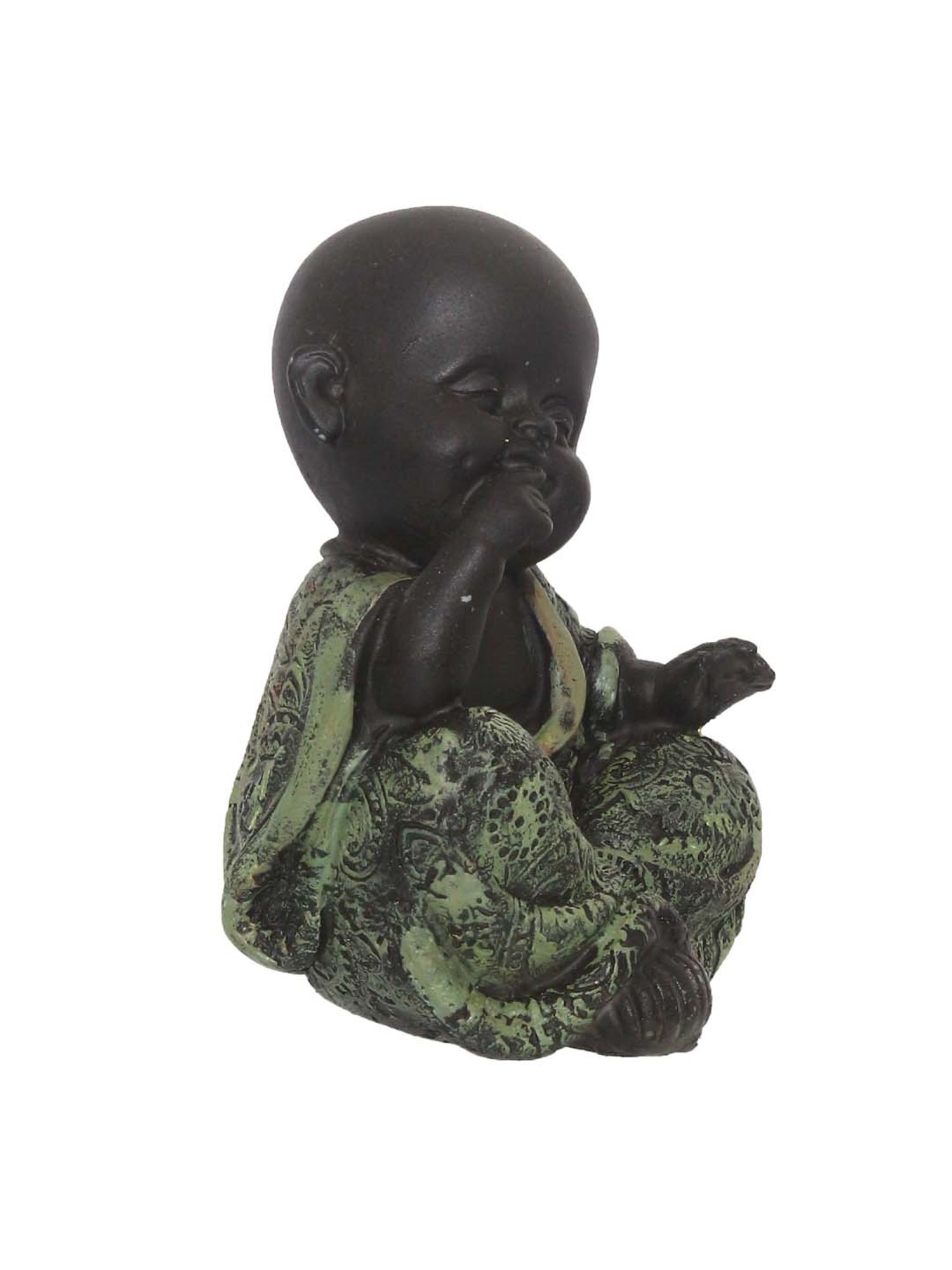eCraftIndia Decorative Smiling Monk Buddha - Green