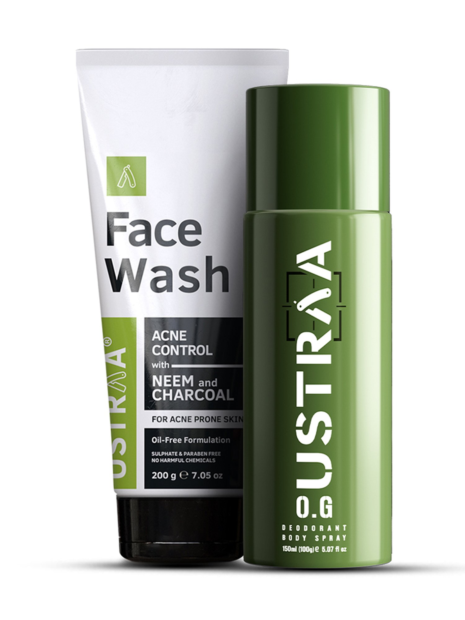 Ustraa O.G Deodorant & Face Wash Neem & Charcoal - Set of 2