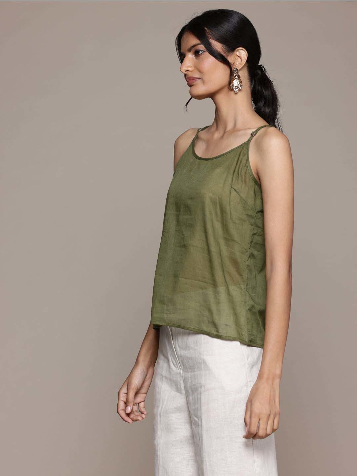 AARKE RITU KUMAR Green Floral Print Shirt With Camisole