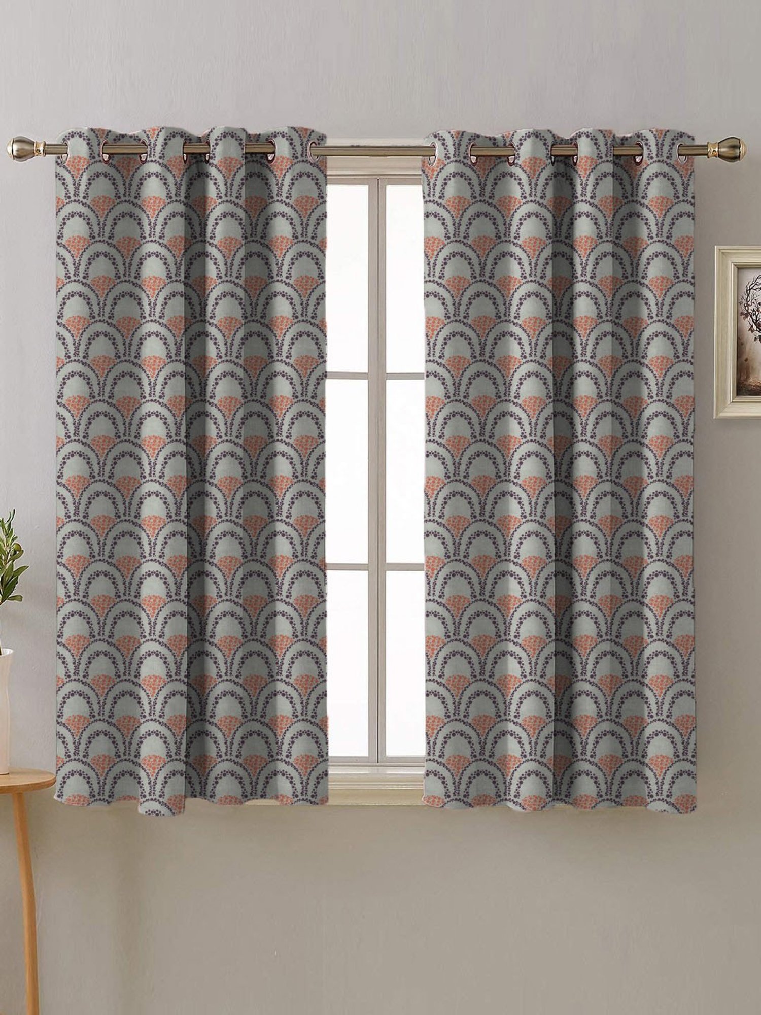 SPACES DRAPE STORY Elegent Grey Polyester 5 ft Window Curtain - Set of 2