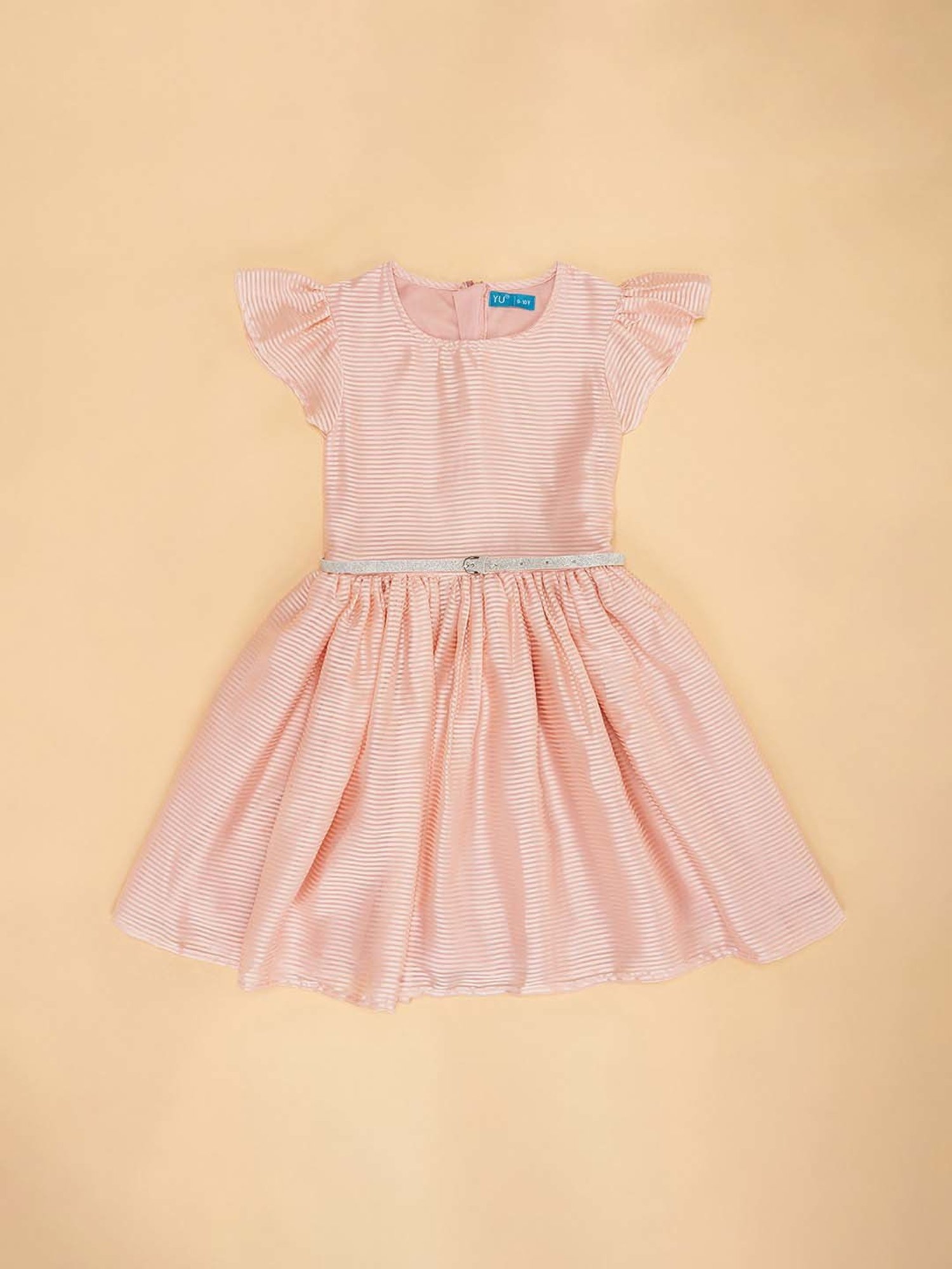 YU by Pantaloons Kids Peach Striped Dress