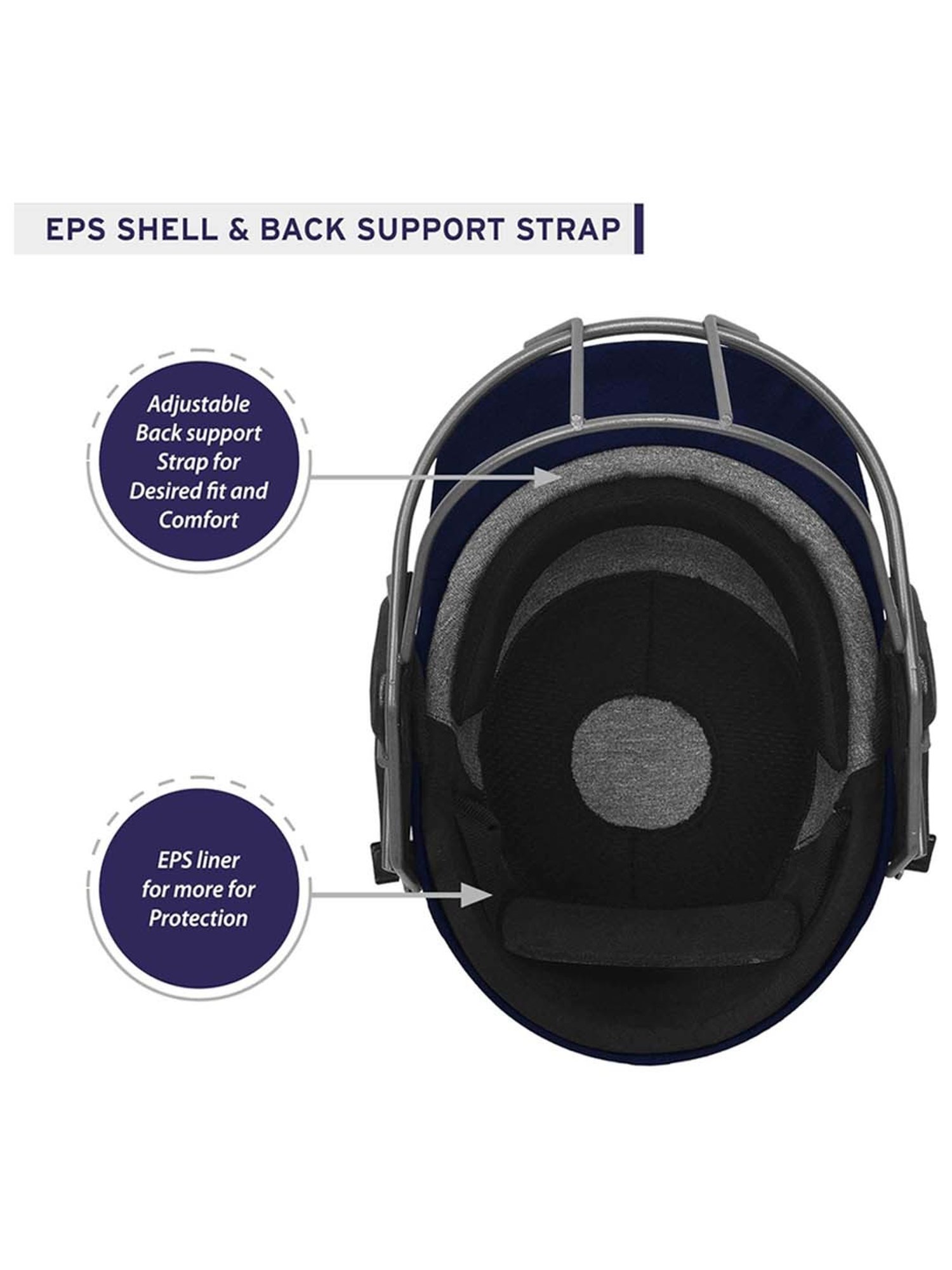 DSC Fort 44 LITE Titanium Cricket Helmet Adjustable Back Support Strap Size - L