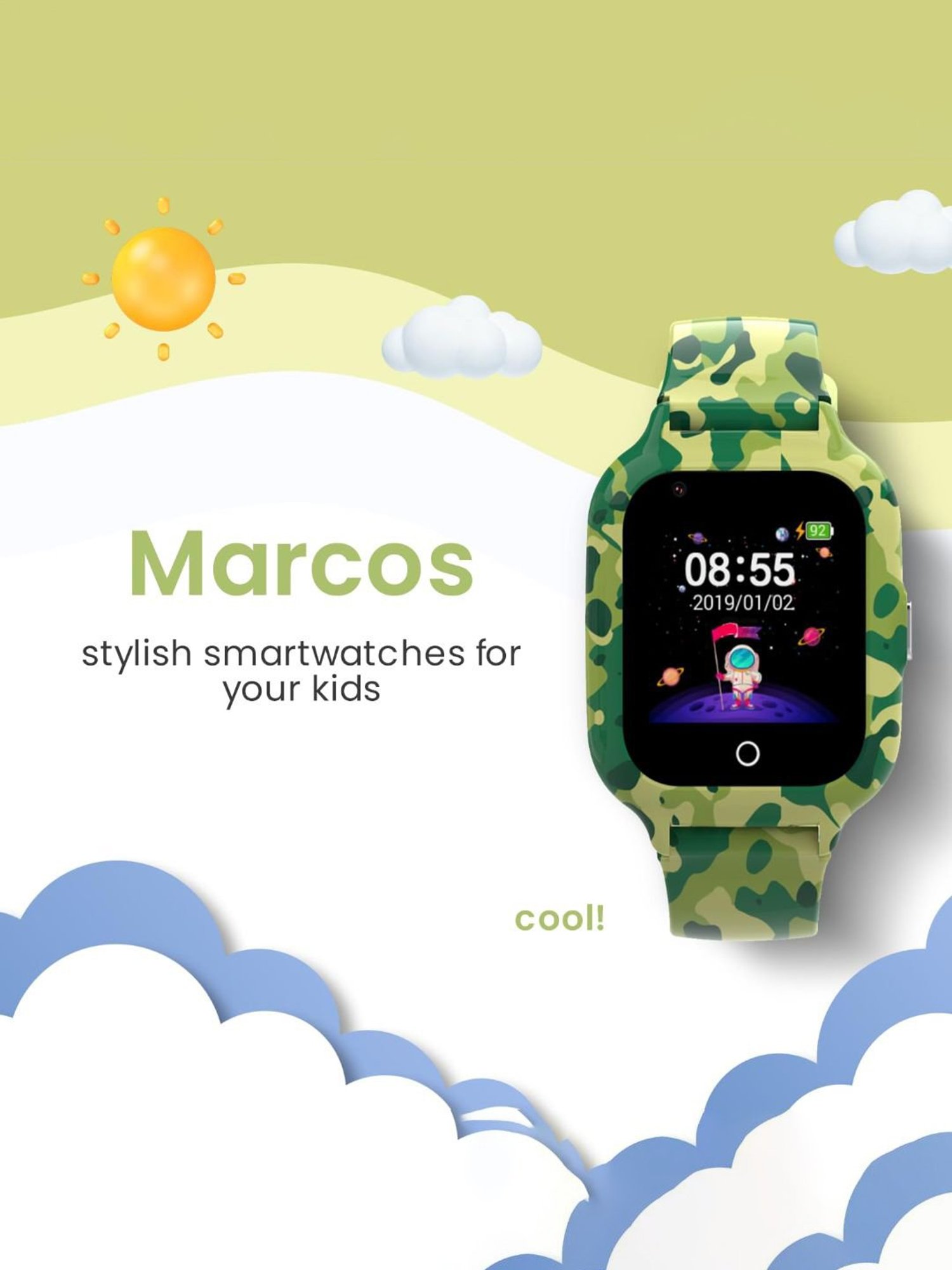 Turet Smartwatch for Kids with Camera, Games, Recorder, Sim Enabled 2-Way Calling (Green)