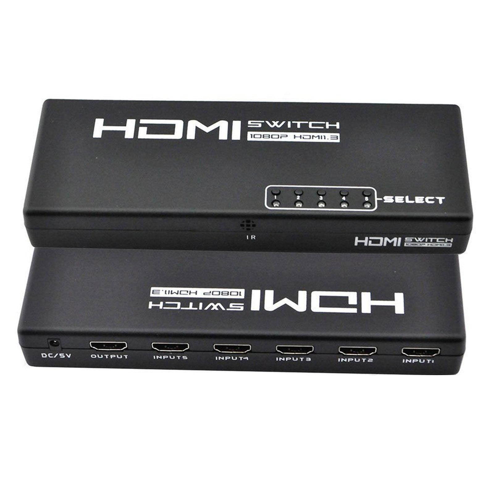 5-Port 4K 1080P HDMI Switch Switcher Selector Splitter +Remote For HDTV PS3 DVD