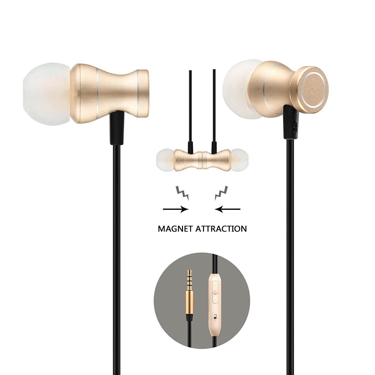 in-Ear Earbuds Headphones Werleo Magnetic Wired Earphones Stereo Bass Noise Cancelling Ear Buds Headsets with Microphone and Volume Control for All 3.5mm Jack Phones