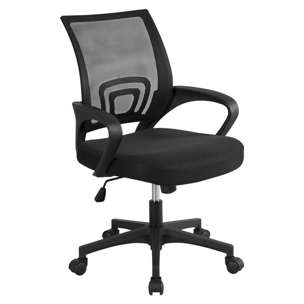 Mid-Back Height Adjustable Ergonomic Mesh Office Chair Computer Chair with 360&deg;Rolling Casters Black