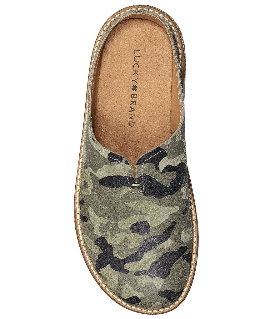 Lucky Brand Tamala Camo Printed Leather Mule Clogs